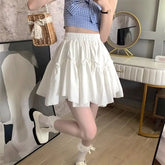 Ruffle White Mini Skirt Elegant Irregular Patchwork / S