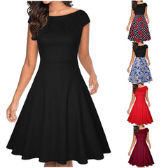 JuliaFashion - Elegant Wedding Party Women'S Cocktail Swing Guest Sleeve Short A-Line Women's Summer V Neck For Women Dress