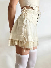 Fairycore Ruffled Lace Up Shorts
