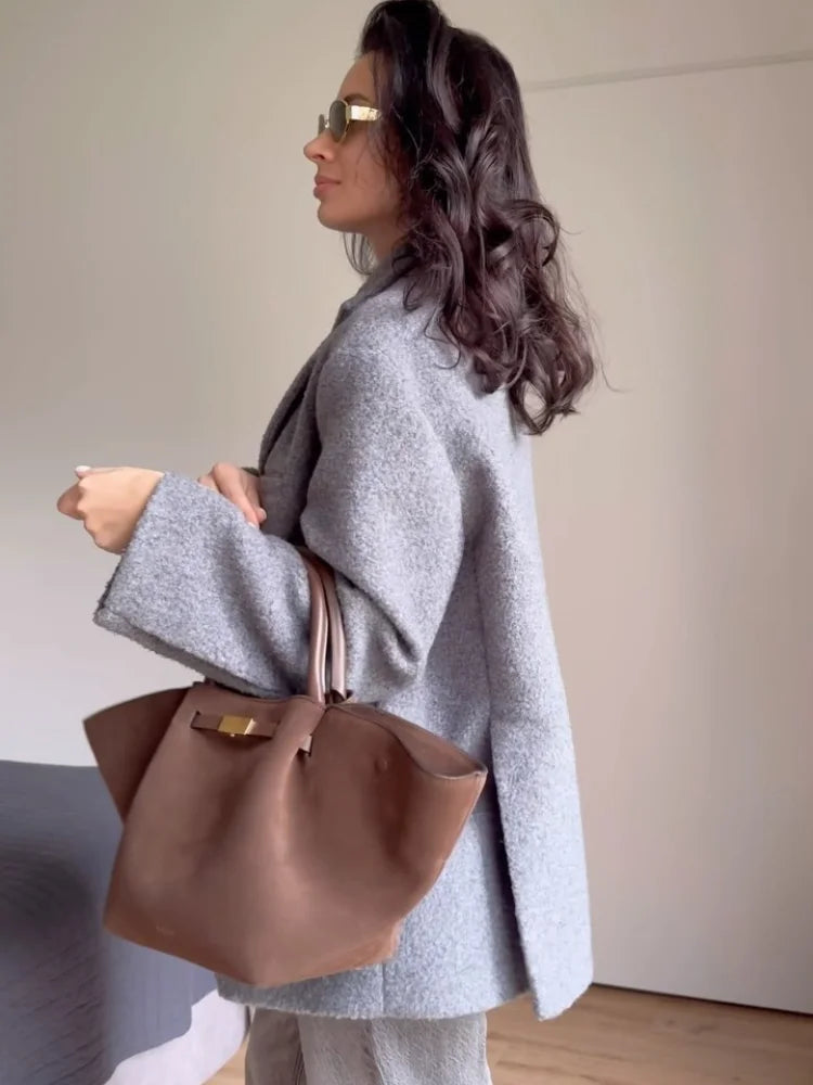 Fashion Chic Thick Warm Stylish Elegant Wool Blend Blazer