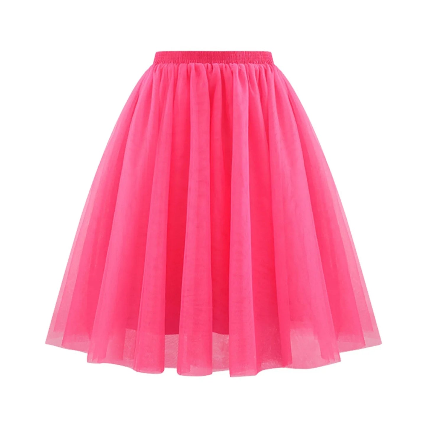 JuliaFashion - Fashion Tulle Skirt Pleated Tutu Skirts Womens Soft Drape Mid Length Skirt Wedding Bridal Bridesmaid Large Size A Line Skirts Dress