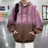Gradient Letter Print Hip Hop Hoodie Brown / M(40-50KG)