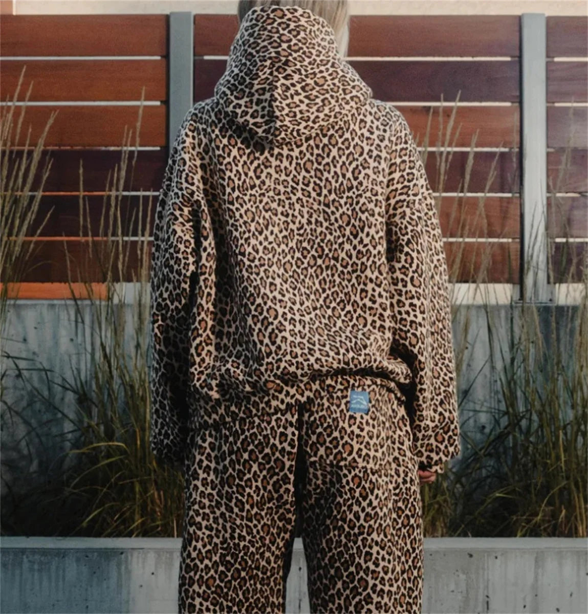 High Street Oversized Leopard Pattern Print Y2K Retro Goth Zip Up Hoody