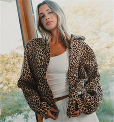 High Street Oversized Leopard Pattern Print Y2K Retro Goth Zip Up Hoody