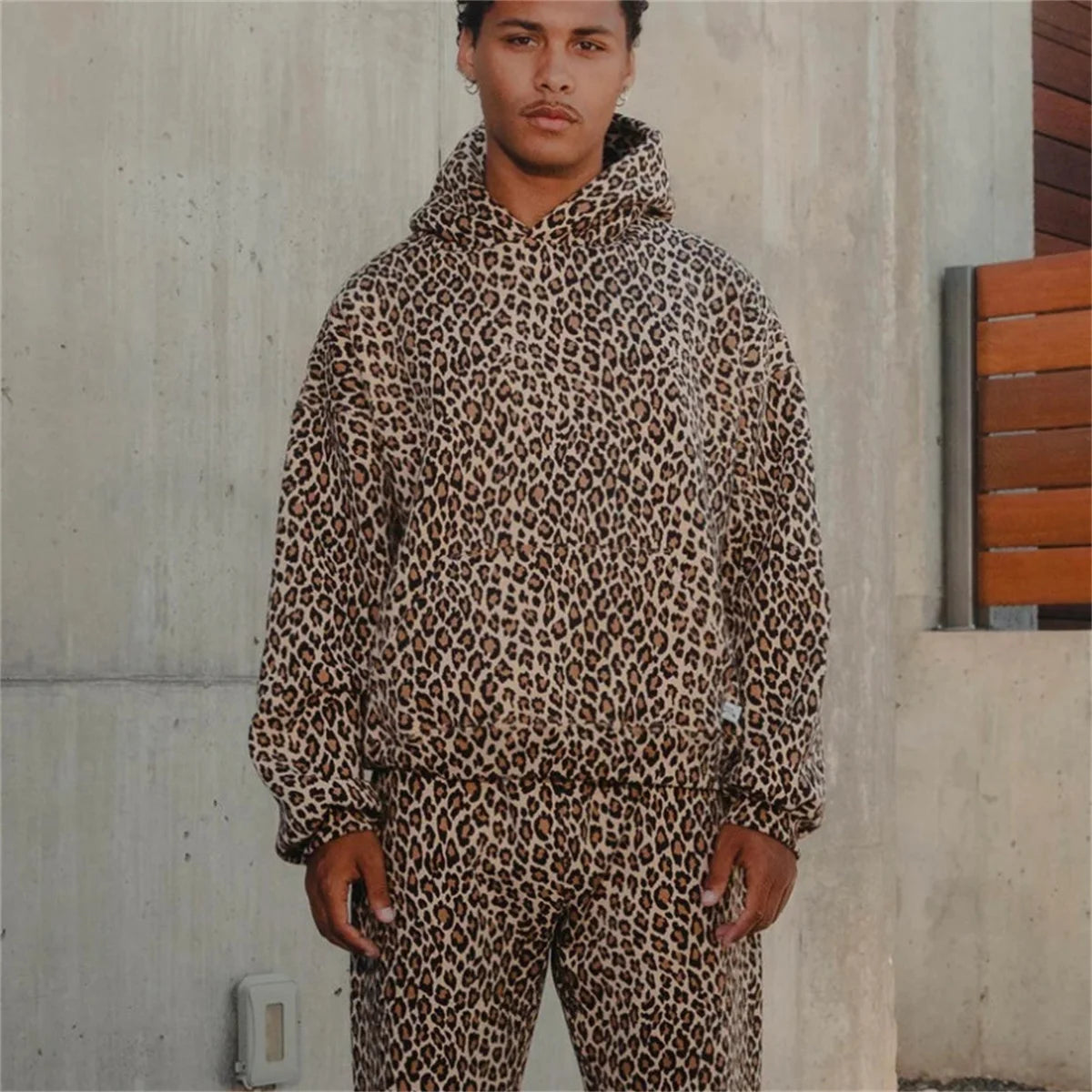 High Street Oversized Leopard Pattern Print Y2K Retro Goth Zip Up Hoody