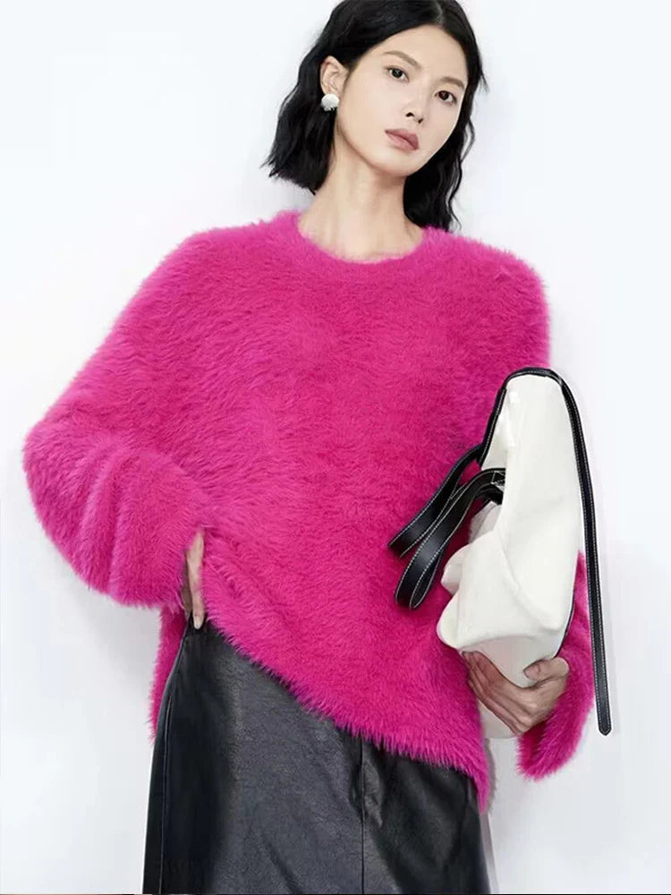 High Quality Soft Loose Knit Long Sleeve Green Christmas Sweater Pink / S Sweaters-L