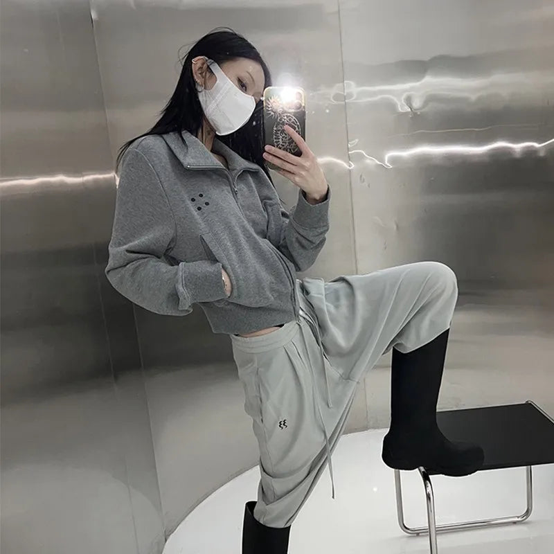 Gothic Turtleneck Japanese Double Zipper Korean Fashion Hoody