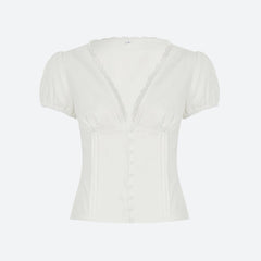 Lace Trim Button Up Shirt