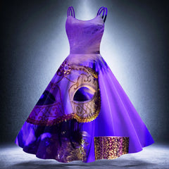 JuliaFashion - Mardi Gras Women 2024 Sleeveless Knee Length Retro A Line Flared Swing Formal Prom Party High Waist Streetwear Dress