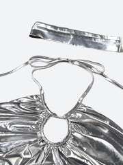 Metallic Halter Neck Top