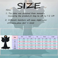 JuliaFashion - New Retro Gothic High Waist Vampire Bat Sleeve Halloween Outfit Dress