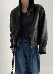 Luxe Faux Leather Aviator Jacket