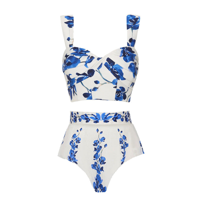 Monte Coast Bikini Long Skirt Set - Blue