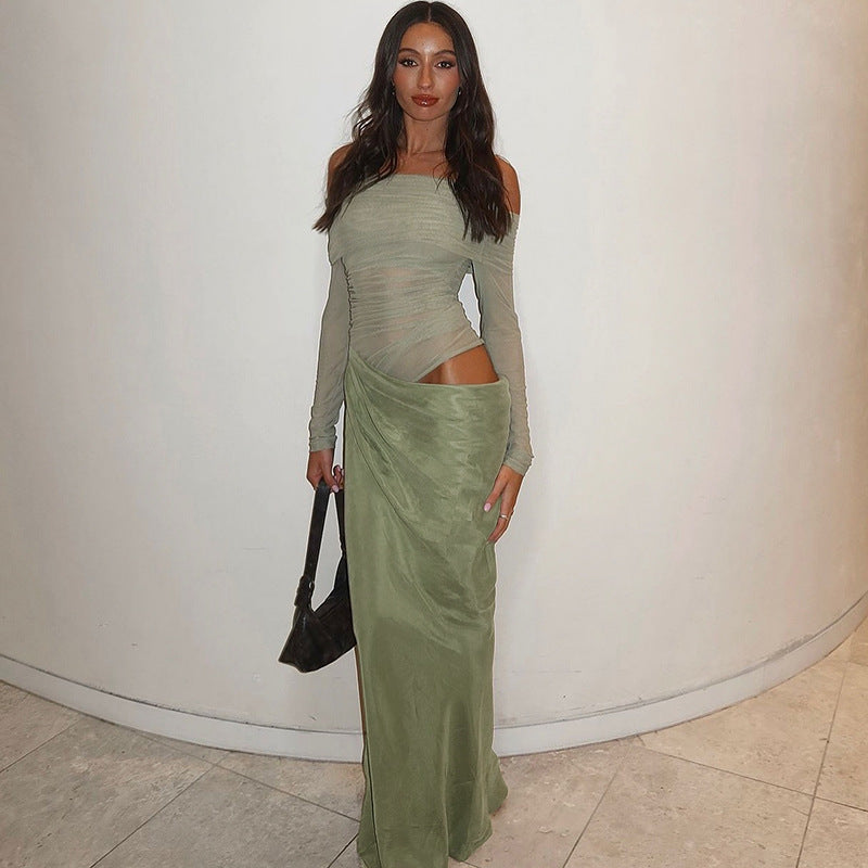 Alisha Off-Shoulder Dress - Green