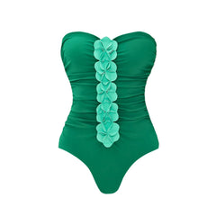 Tideplay Tube Middle Flower Swimsuit - Green