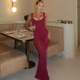 Fashionable Elegant Slim Fit Long Stitching Tulle Side Sling Dress