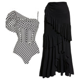 Nyoka Off-Shoulder Swimsuit Set - Black