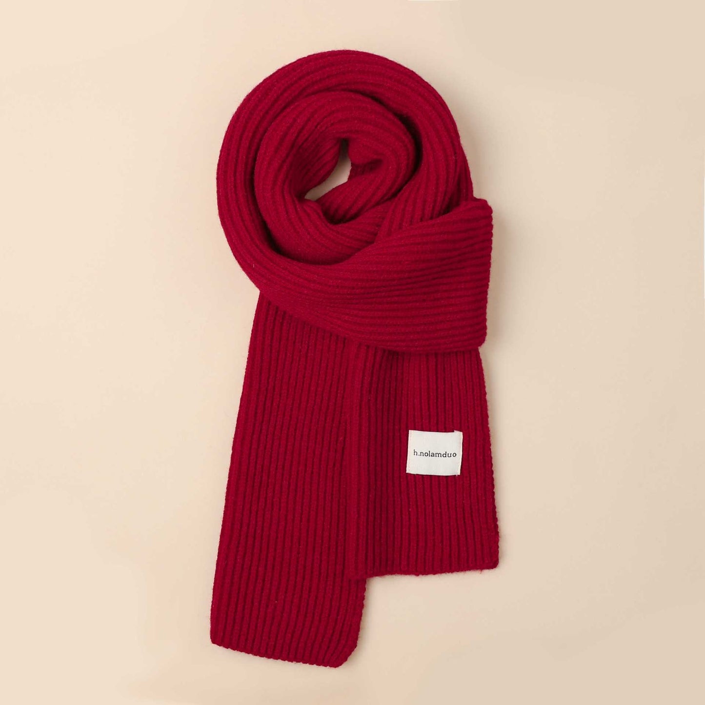 Solid Pompom Knit Christmas Scarf