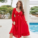 Sweet Chiffon Hollow Out Cutout out Midi Dress