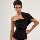 Twilight Noir One Shoulder Swimsuit - Black