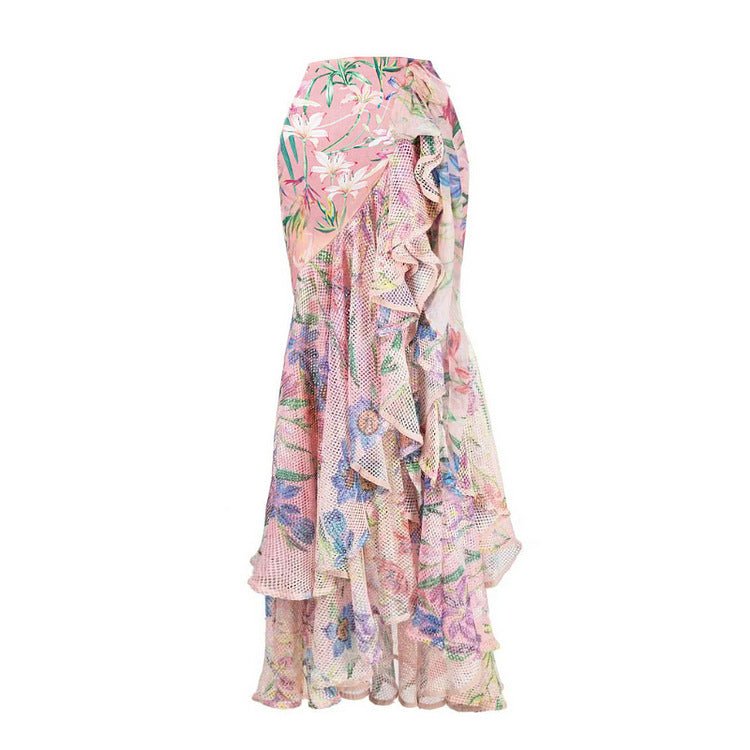 Pastel Tide Wrap Skirt - Pink
