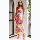 Floral Print Wrapped Chest Midi Dress