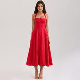 Carnes Midi Dress - Red