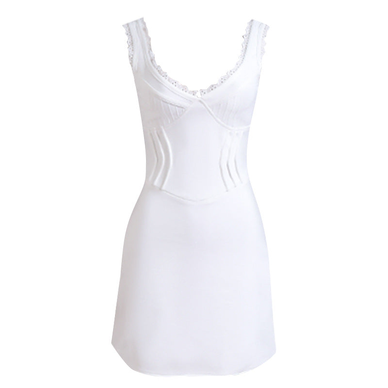 Pure Short Lace Sling A line Dress French Dress Autumn