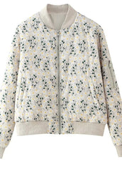 Floral EmbroideRed Quilted Bomber Jacket