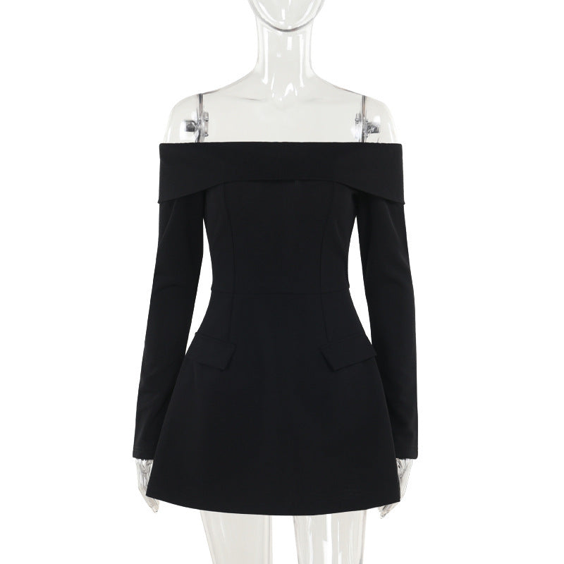 Barbara 2.0 Off Shoulder Mini dress-Black