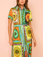 Special Sunflower Stylish Print Midi Dress Dresses