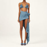 Denim Drip Bikini Set - Blue