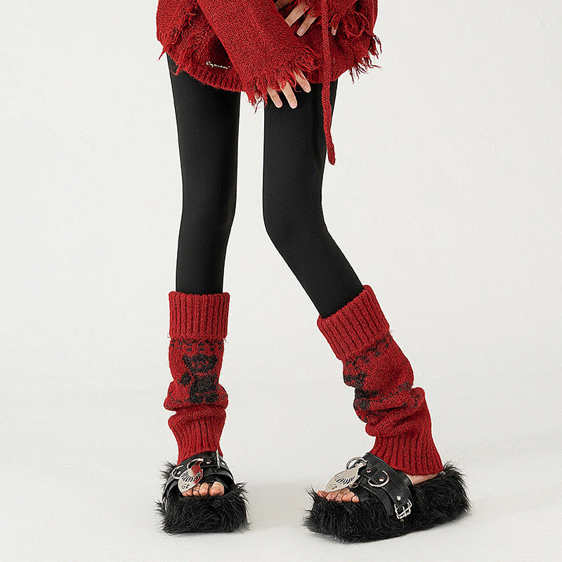 Wool Chunky Slouchy Sexy Red Christmas Leg Warmers