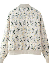 Floral EmbroideRed Quilted Bomber Jacket