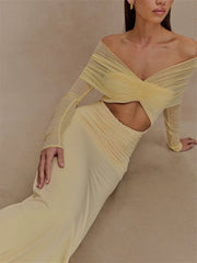 Off Shoulder Cut Out Maxi Dress