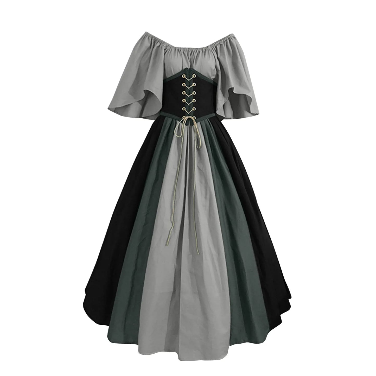 JuliaFashion - Palace Medieval Costume Christmas Vintage Victoria Lace Up Vintage Carnival Party Long Robe Cosplay Fancy Clothing Dress