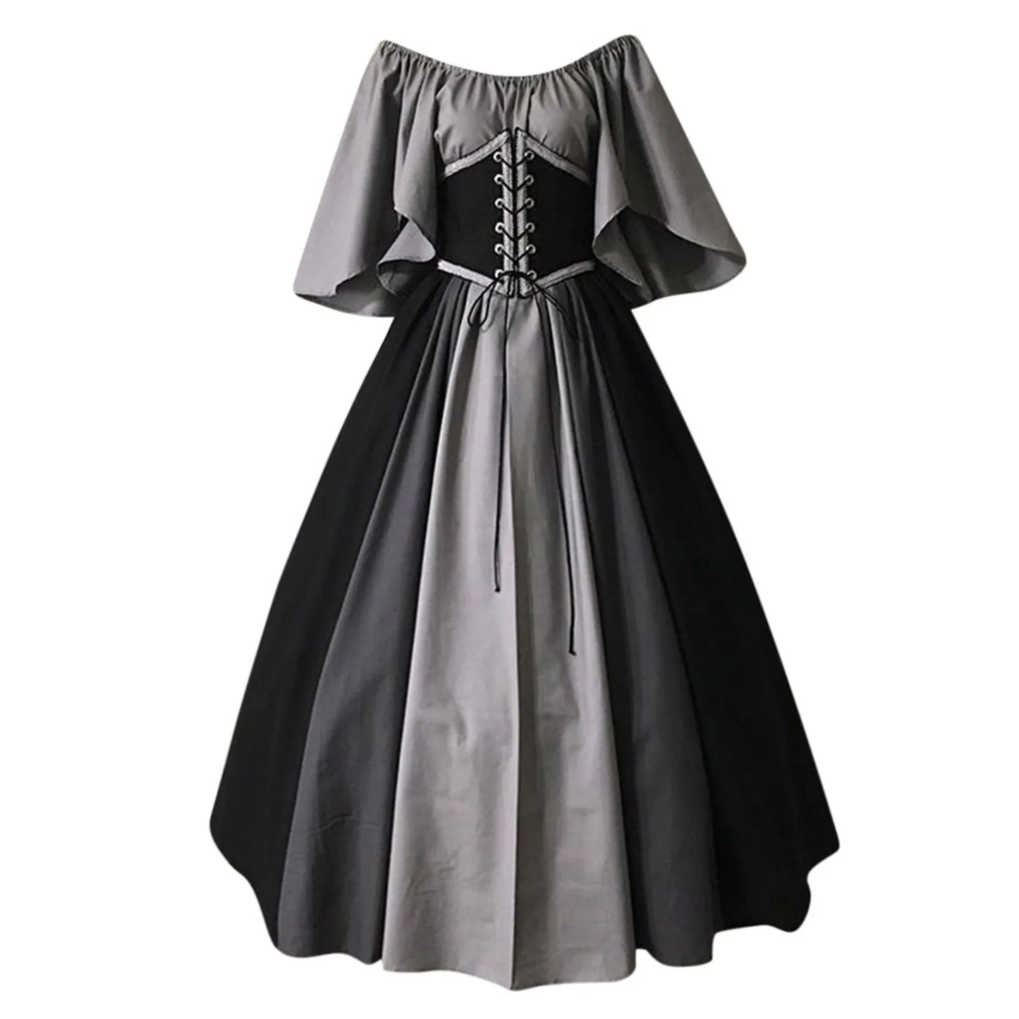 JuliaFashion - Palace Medieval Costume Christmas Vintage Victoria Lace Up Vintage Carnival Party Long Robe Cosplay Fancy Clothing Dress