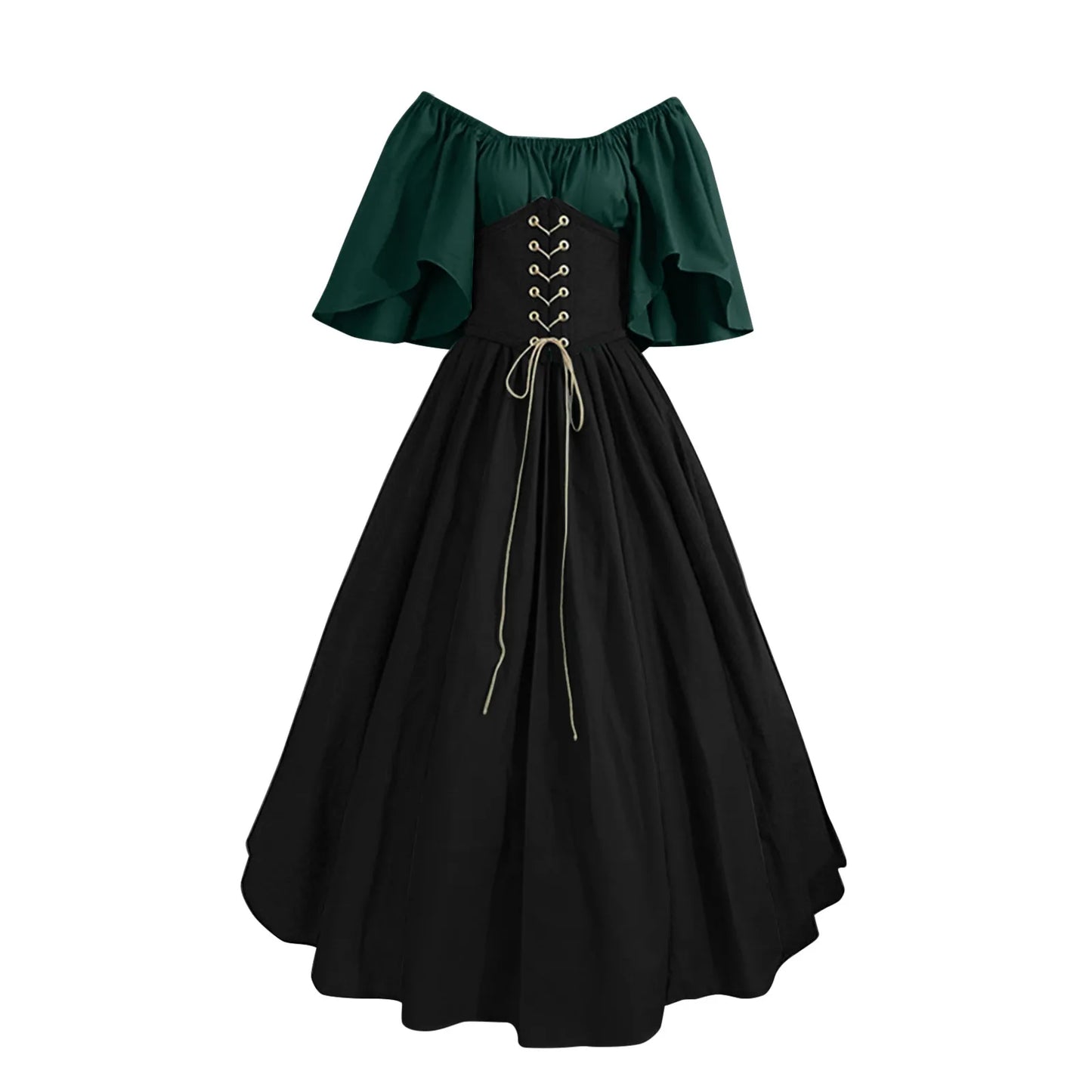 JuliaFashion - Palace Medieval Costume Christmas Vintage Victoria Lace Up Vintage Carnival Party Long Robe Cosplay Fancy Clothing Dress