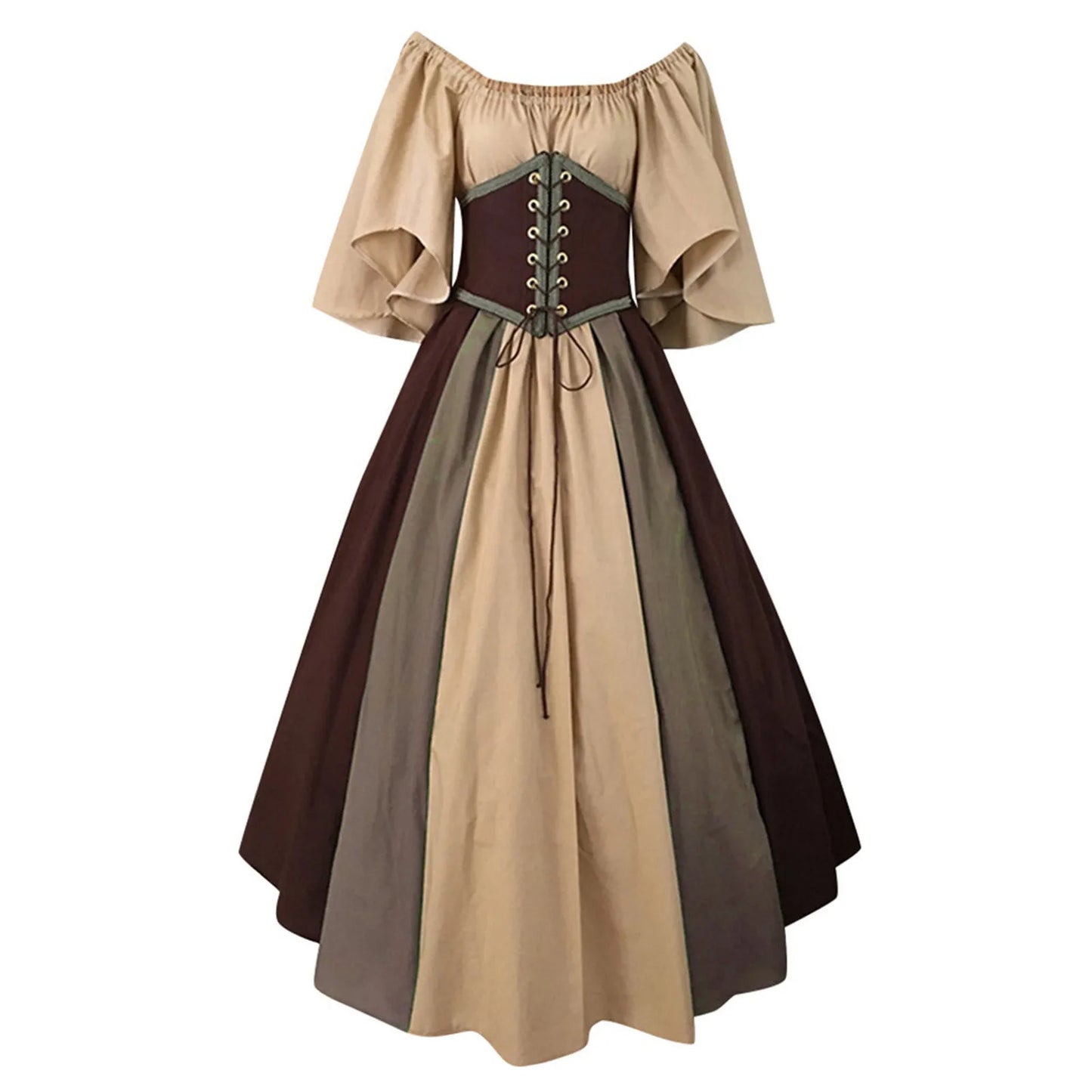 JuliaFashion - Palace Medieval Costume Christmas Vintage Victoria Lace Up Vintage Carnival Party Long Robe Cosplay Fancy Clothing Dress