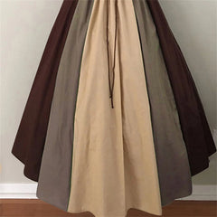 Medieval Retro Color Block Off Shoulder Party Dress