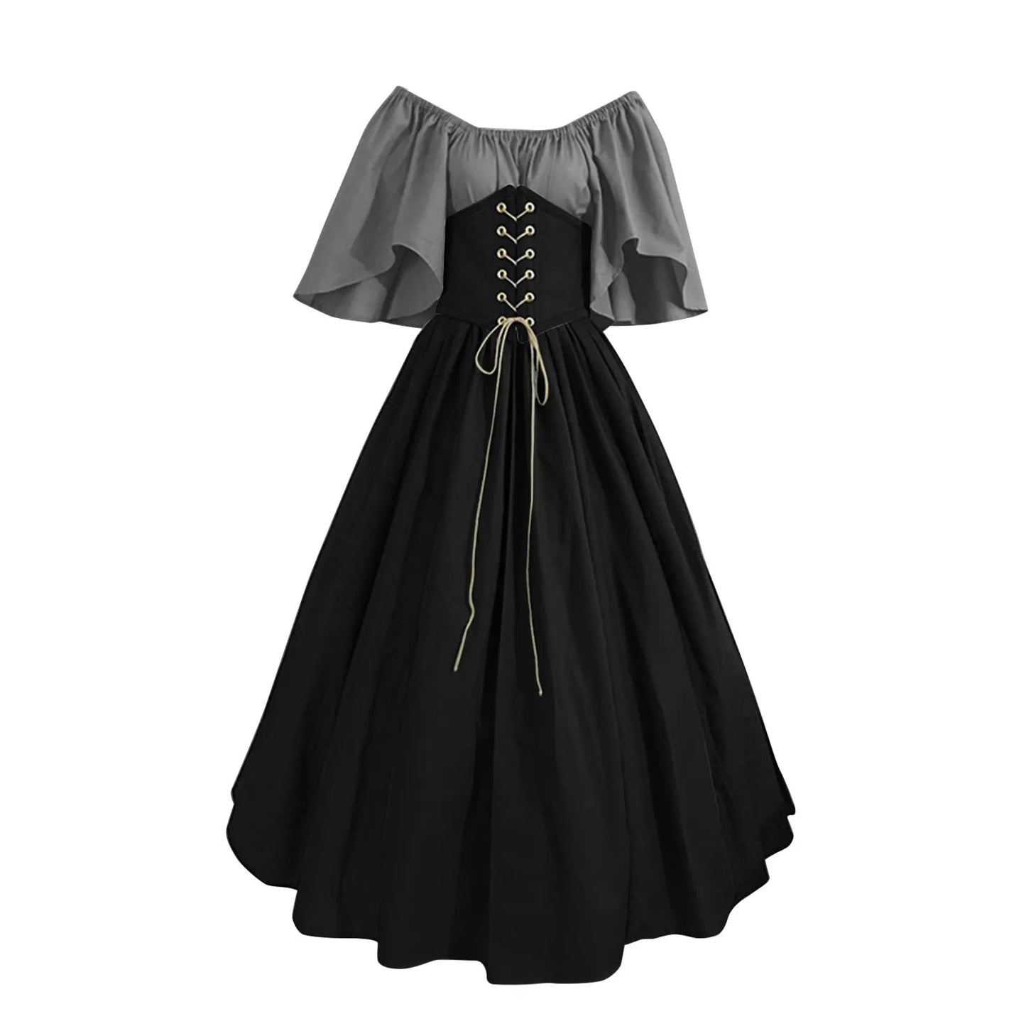 JuliaFashion - Palace Medieval Costume Christmas Vintage Victoria Lace Up Vintage Carnival Party Long Robe Cosplay Fancy Clothing Dress