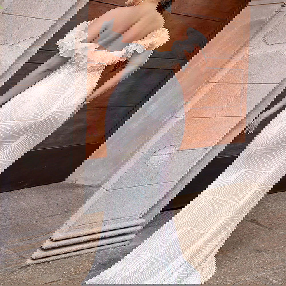 Plus Size Dress Puff Sleeve Sequin Stitching Cocktail Party Tube Top Dress