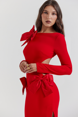 Lavele Red Bow Maxi Dress
