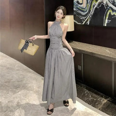 Ruched Halter Midi Dress