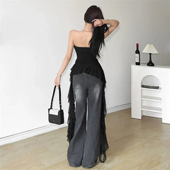 Ruffled Strapless Top