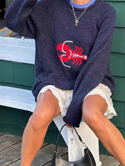 Y2k 2024 Goth Unisex Cartoon Sweater Long Sleeve Knitted Pullovers Oversized O-neck Fashion Warm Cotton Streetwear.