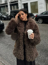 Elegant Winter Warm Fluffy Faux Fur Women's Solid Coat New Chic Lapel Long Sleeve Thick Furry Jacket Lady Thermal Outerwear