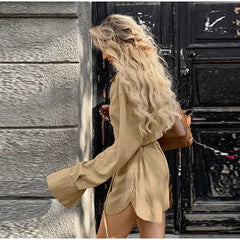 Women's Summer Suit Elegant Lapel Single Breasted Full Sleeve Lace Up Waist Shorts Female Suit Oversize Two-piece Set 2025