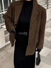 Fashion Turn Down Collar Suit Jacket for Women Casual Long Sleeve Single Breasted Female Coats 2024 Autumn Office Ladies Suits