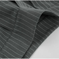 Women Striped Skirt Set Stand Collar Single Breasted Top High Waist Pleated Skirts 2024 Summer Fall New Fashion Lady Office Suit